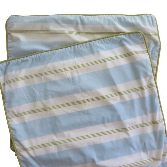 Martha Stewart Euro Pillow Shams 26"x26" Blue/White/Green Beach Porch Stripes - Picture 2 of 8